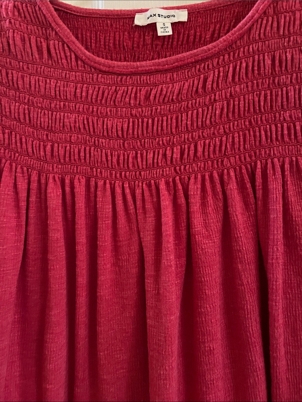 Max Studio Raspberry Smocked Yoke Peasant Top - Picture 4 of 13